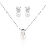 Set lantic cu pandativ si cercei Icon Pearl din argint