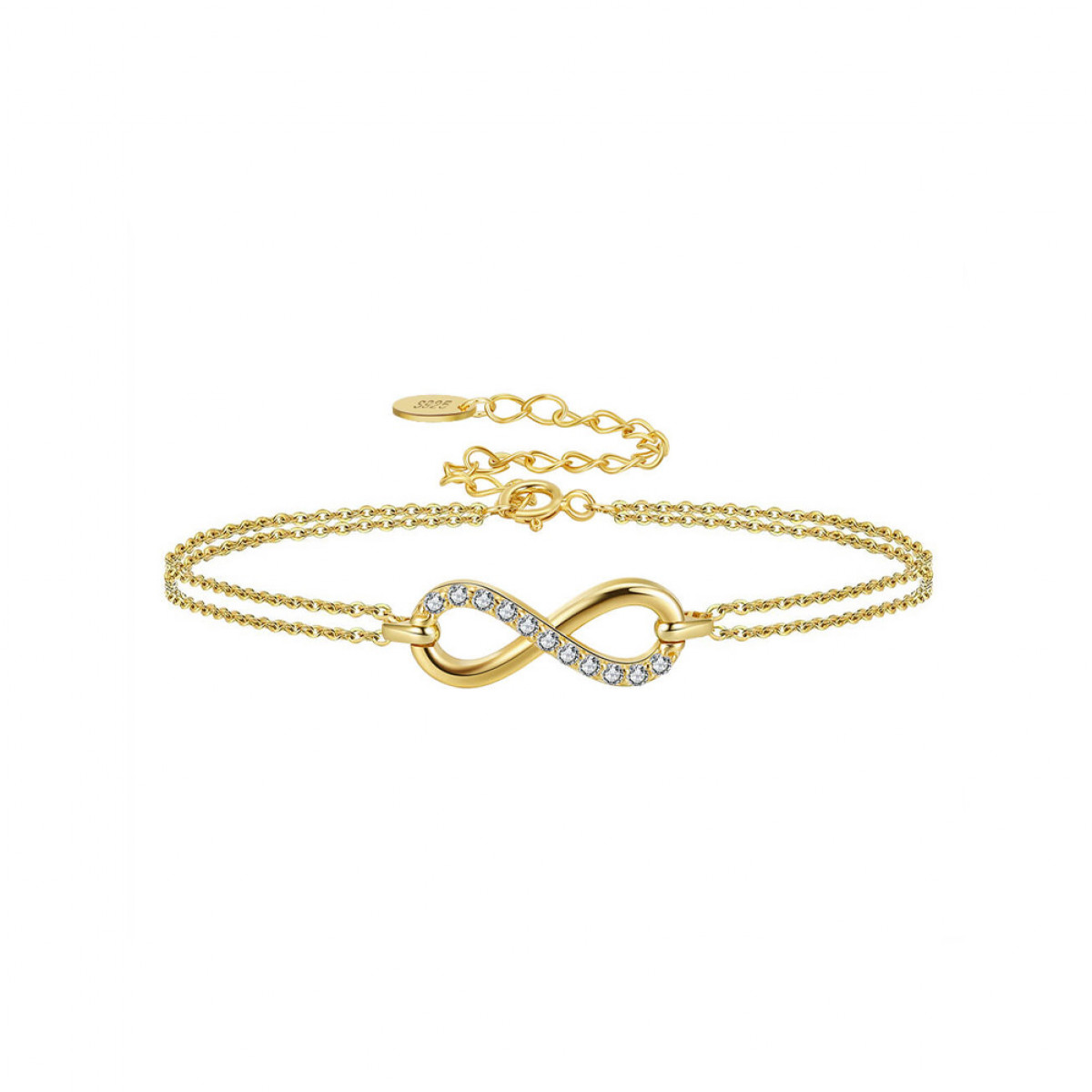 Bratara Infinity Love Golden White din argint cu extensie