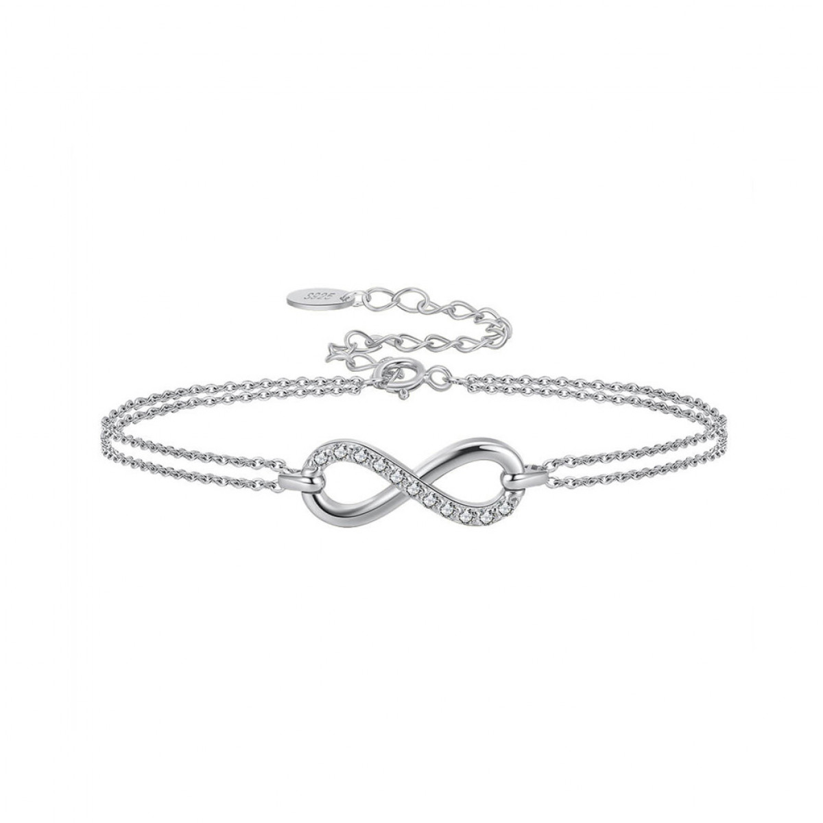 Bratara Infinity Love Silver White din argint cu extensie