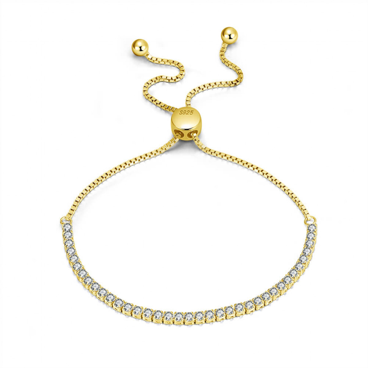 Bratara Tennis Golden White din argint reglabila 2mm