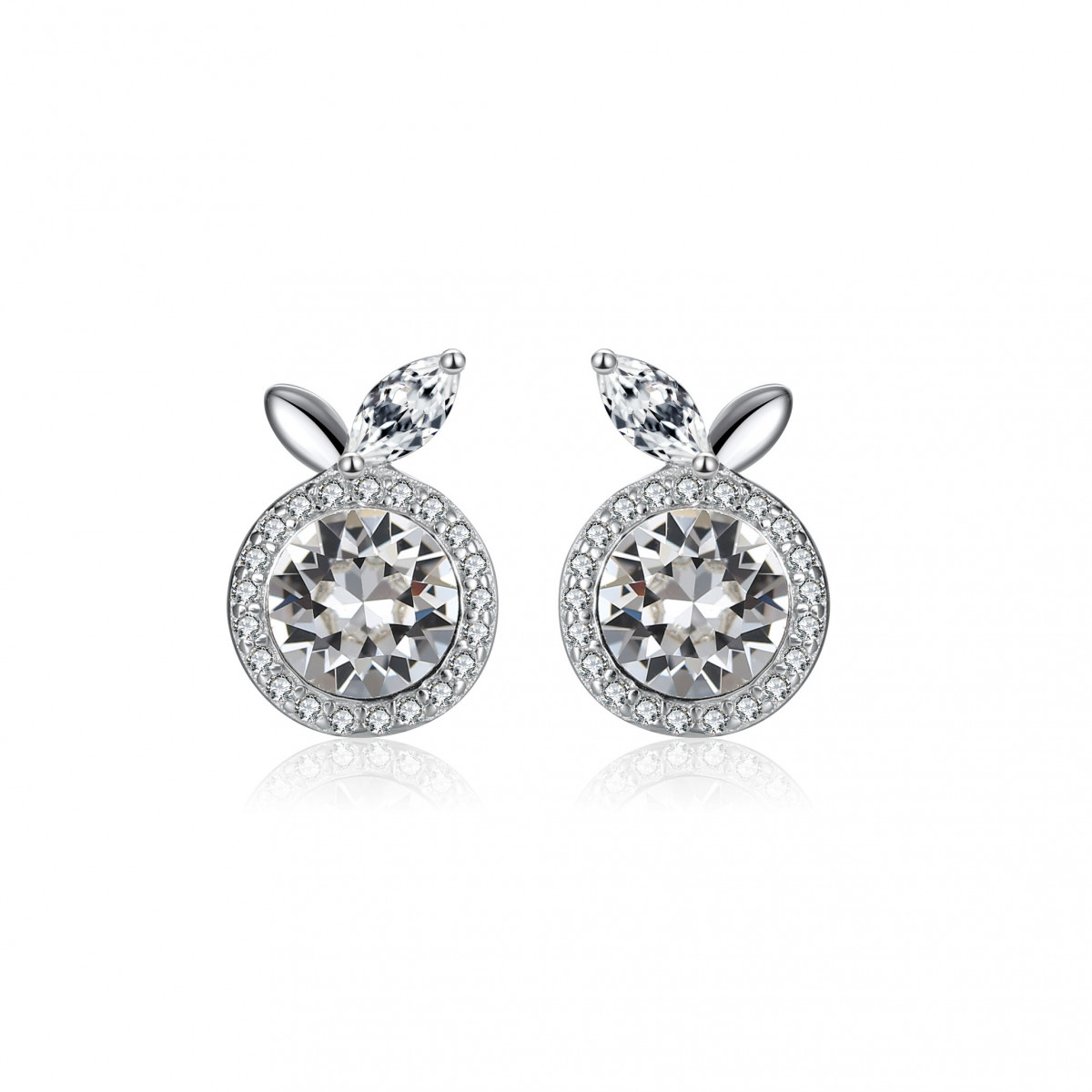 Cercei Olive din argint si cristale Swarovski White