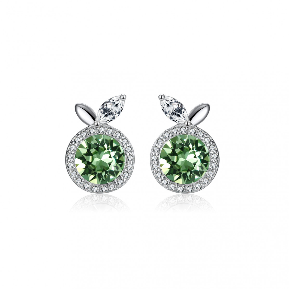 Cercei Olive din argint si cristale Swarovski Green