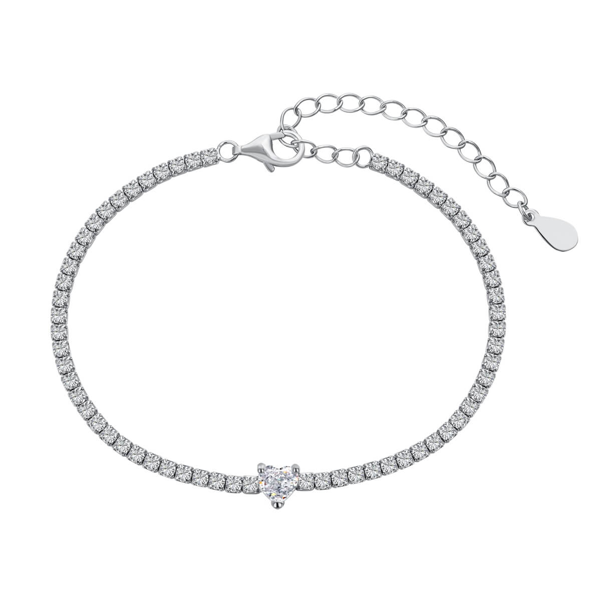 Bratara Tennis White Heart din argint